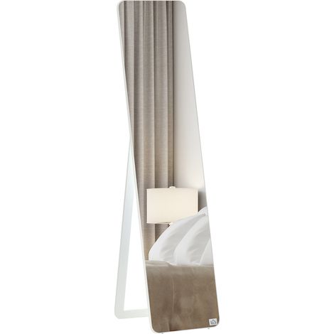 Miroir sur Pied et Mural rectangulaire Bois Blanc 37x43x156 cm