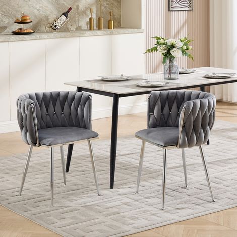 Tabourets de bar 66,0 x 44,5 x 52,0 cm gris en tissu, lot de 2 avec dossier bas et structure stable (1/5)