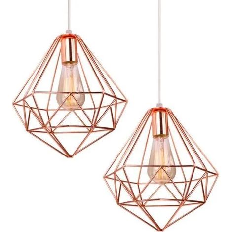 2PCS Lampe Suspension en Métal Vintage Plafonnier Luminaire Cage Industrielle pour Salon Chambre Cuicine (1/4)