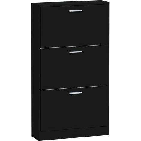 Zapatero mueble para entrada pasillo y salón 59 x 17 x 108 cm madera de ingeniería negra 020021982 (1/5)