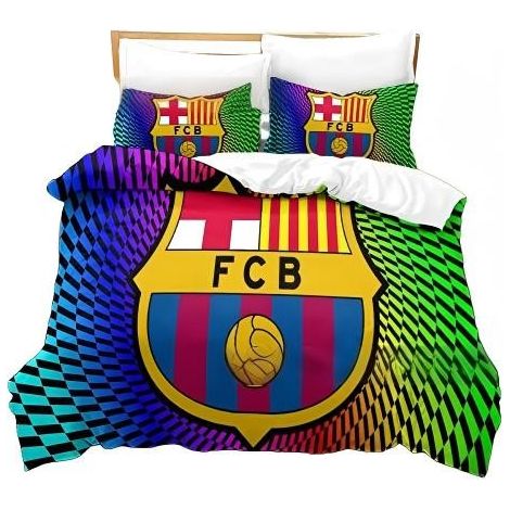 Parure de lit FC Barcelone, housse de couette 160x200 cm, imperméable et hypoallergénique, 2 taies d'oreiller (1/5)