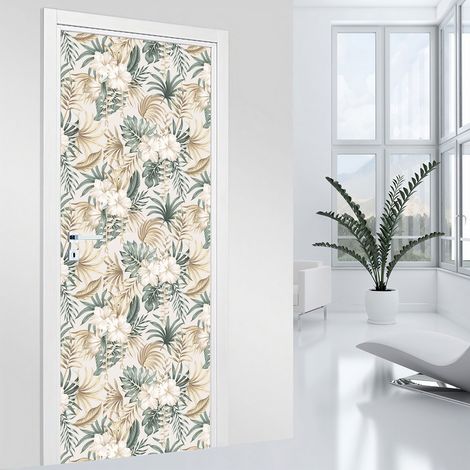 Stickers pour porte - Fleurs - 63 x 205 cm - Adhésif MAT (1/2)