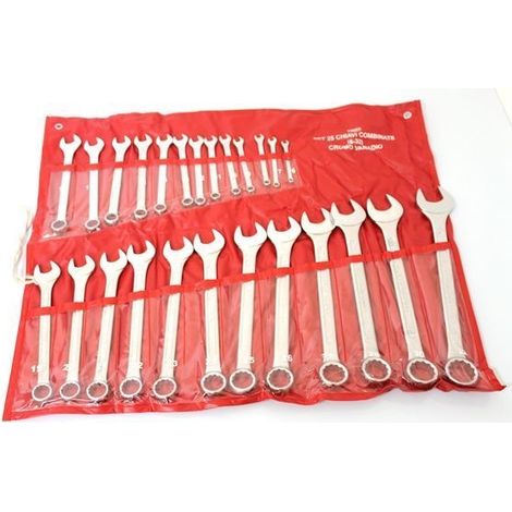 SET CHIAVI COMBINATE 25PZ 6-32MM FISSE E STELLA CROMO VANADIO FINITURA LUCIDA