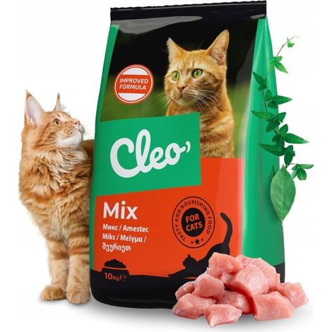 CLEO Mix Trockenfutter für ausgewachsene Katzen, Fleisch, Vitamine, 10 kg