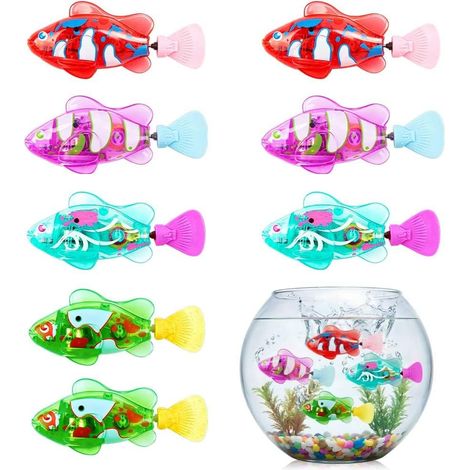 8 Pieces Robo Fish, Robot Fish with Light, Electric Robot Fish Fish, Fake Fish Aquarium Swimming, Swimming Pool Bath Toy for Children Cat and Dog Toys (1/5)