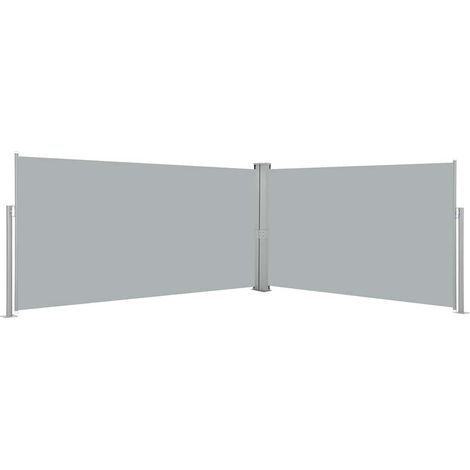 Auvent latéral rétractable double brise-vue de jardin en polyester gris 160 x 600 cm - PANGIVO (1/5)
