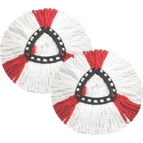 Lot de 2 têtes de vadrouille compatibles avec la tête de rechange Vileda 2 en 1 Turbo Mop, microfibre, rouge, blanc. (1/5)