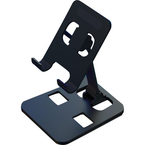 Support téléphone pliable angle réglable, support de bureau pour tablette et smartphone, noir, idéal maison voyage bureau (1/5)