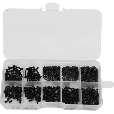 Lot de 600 vis à tête fraisée en acier carbone M2, boulons à six pans creux, kit de fixation assorti (1/5)