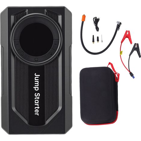 Démarreur de saut de voiture portable 2000 A, alimentation électrique de démarrage d'urgence avec compresseur d'air, gonfleur de pneu 150 psi PD 45 W, charge rapide, lumière LED (1/5)