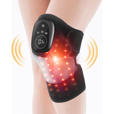 Masajeador de rodilla con luz roja y calor, dispositivo inalámbrico 3 en 1 para rodilla, hombro y codo envoltura recargable para aliviar el dolor y relajar los músculos. (1/5)