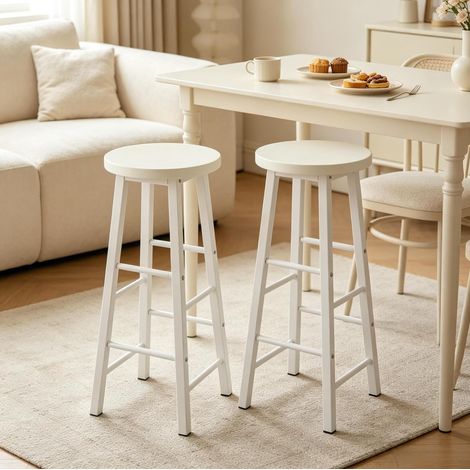 2er-Set Barhocker, weiß, MDF-Sitz, Metallgestell, Höhe 71 cm OKMYHOME (1/4)