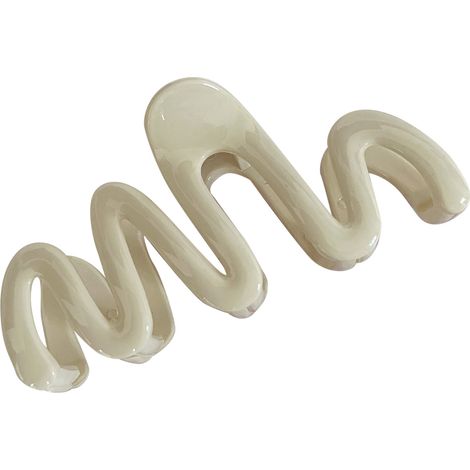 Pince à cheveux ondulée, barrette à griffe forte tenue, accessoires de coiffure crème blanc (1/5)