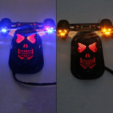 Clignotants 12V pour moto, feu arrière tête de mort, témoin de frein arrière, lumière jaune, plaqué (1/4)