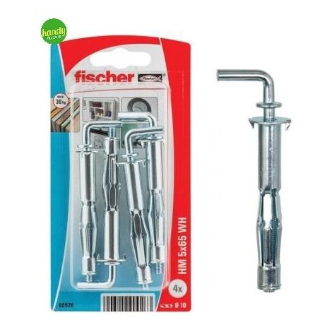 Tasselli + ganci angolari per cartongesso Fischer in metallo hm 5x37 wh k Ø 5 mm 4 pz