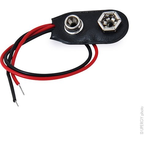 Orbitec - Connecteur clip pression 9V avec fils Rouge et Noir UL1007 - AWG26 , 150mm
