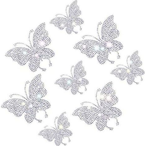 pegatinas de mariposas de cristal para coche, calcomanías decorativas de mariposas con purpurina para coche, accesorios brillantes para ventanas, portátiles, equipaje y teléfonos (blanco) (1/5)