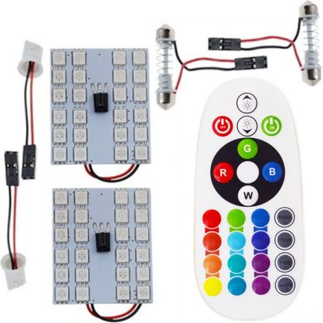 Module 24 LED RGB intérieur voiture télécommande plafonnier liseuse (1/5)