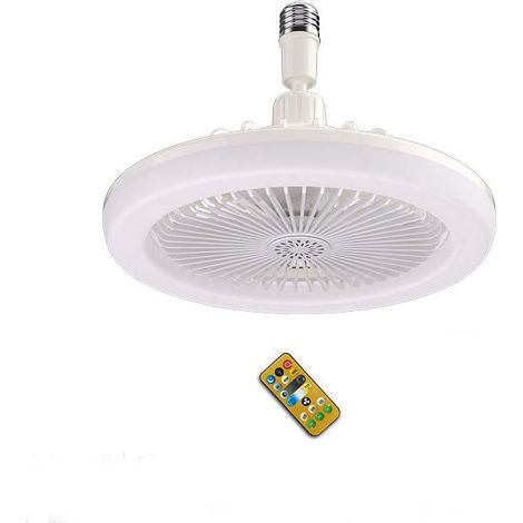 Ventilateur De Plafond - Avec Télécommande Et Lampe LED 30 W - Base Convertisseur E27 - Blanc - 250 X 250 X 110 Mm (1/5)