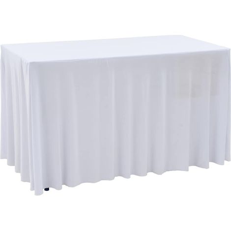 vidaXL Fundas elásticas de mesa 2 uds con falda 120x60,5x74 cm blanco (1/5)