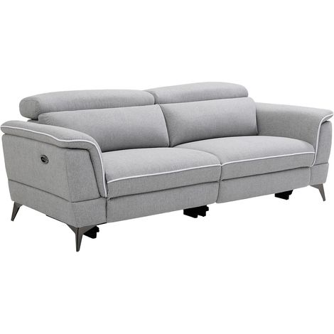 Canapé 3 places relax électrique en tissu gris MACARI