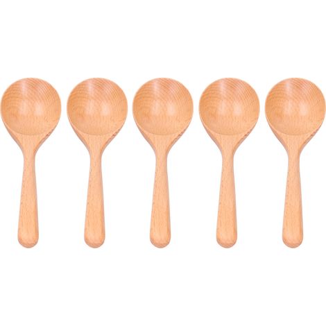 Cuillère En Bois - Cuillère À Long Manche Pour Mélange Et Agitation - Pour Cuisinière Antiadhésive - Lot De 5 Pièces