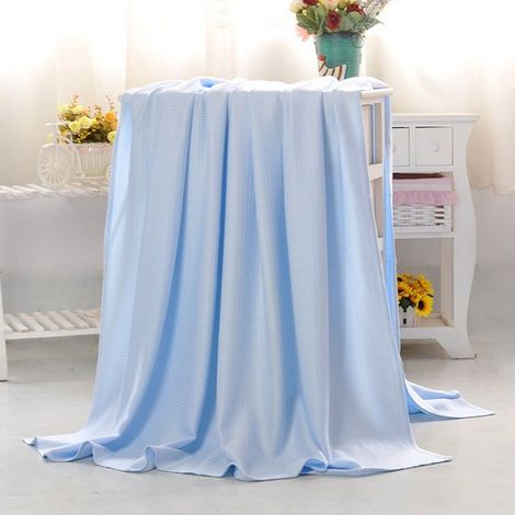 Couette en bambou - Couverture rafraîchissante d'été - Sommeil frais - Matière douce et respirante - 100 x 150 cm - Bleu - Non spécifié (1/5)