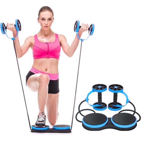 Cette roue d'exercice multifonctionnelle bleue est fournie avec une bande de haute résistance, vous permettant de travailler les muscles du bas du dos à domicile.