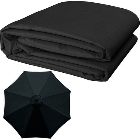Tissu de parasol de rechange pour extérieur, 8 baleines, housse de parasol de rechange 3M, protection UV (Noir)