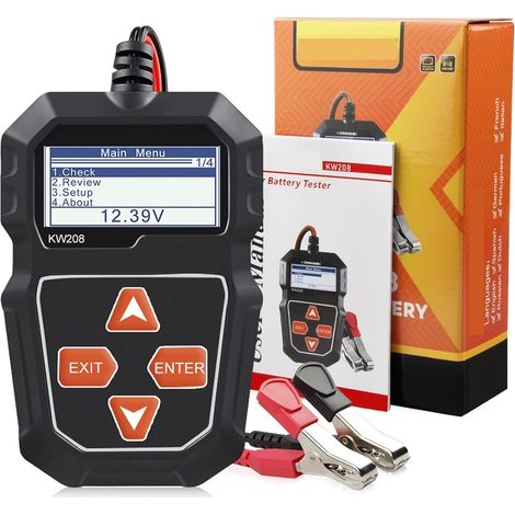 Testeur de charge de batterie Kw208 Testeur de batterie de voiture 12V 100 à 200 0cca Testeur de course Testeur de circuiteuse Analyseur de batterie 12 volts Outils de batterie (1/5)