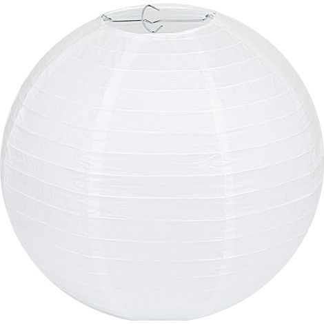 Lot de 10 Lanternes en Papier Rondes Blanches - Diamètre 25 cm - Armature Métal Inclus - Décoration Mariage Fête Jardin (1/5)