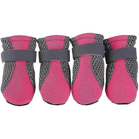 Lot de 4 chaussures imperméables pour chiens de différentes tailles, protège-pattes en maille-Pink M