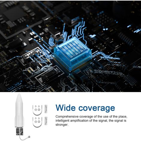 Antenna omnidirezionale a banda intera per telefoni cellulari, 28-30 dBi, 698-960 MHz, 1710-2700 MHz, con amplificatore di segnale e ricevitore, interfaccia N-femmina e cavo da 0,3 m. (1/5)
