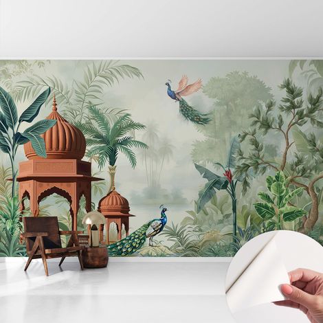 Papier peint autocollant avec imprimé pour décoration intérieure pour rénovation a motif Jardins de paons 416x254 cm (1/5)
