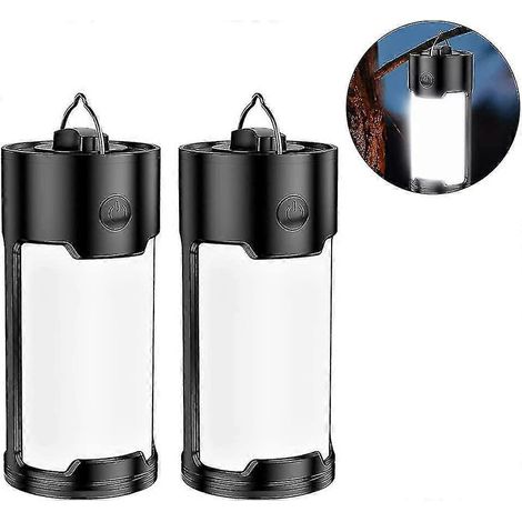 Lot de 2 lampes LED portables pour le camping, lanternes étanches à piles pour le camping, la randonnée et les situations d'urgence à domicile. (1/5)