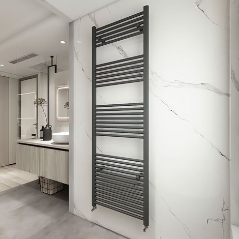 Acezanble Straight Matt Anthracite Heated Towel Rail Radiator 1800 x 600 mm