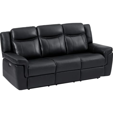 Divano relax elettrico 3 posti in Pelle con ripiano Nero - KENNETH (1/5)