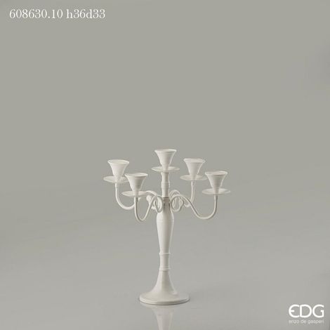 EDG Enzo De Gasperi Portacandele Metallo 5 Braccia H 36 Cm D 33 Cm Metallo White