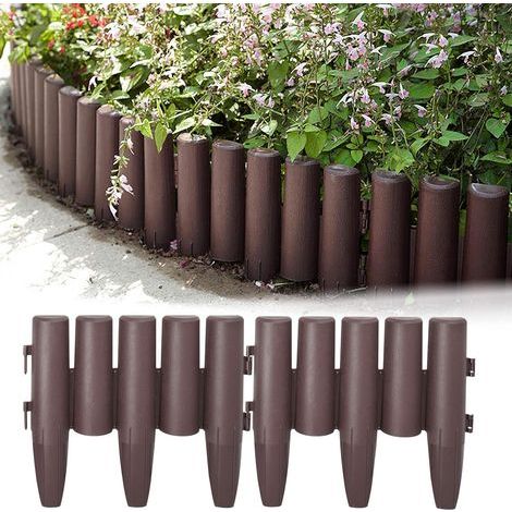 Bordure de jardin en polypropylène durable – Lot de 5 pièces 28 cm x 24 cm – Aspect bois pour délimitation esthétique des plates-bandes (1/5)