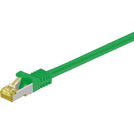 RJ45 cavo patch CAT 6A S/FTP (PiMF), 500 MHz, con cavo grezzo CAT 7 , Verde, guaina per cavo senza alogeni LSZH, rame, connettore RJ45 (CAT 6A). Lunghezza del Cavo 30 m