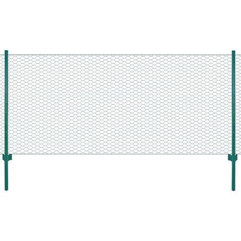 vidaXL Clôture en grillage métallique avec poteaux Acier 25x1 m Vert (1/4)