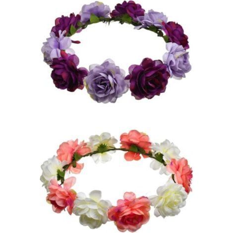 2pcs Fleur Couronne Dames Hairband, Boho fleur couronne, fleur couronne, bandeau mariée, fleur couronne cheveux, Boho fleur couronne rose Floral pour les femmes comme accessoires de cheveux, mariage (1/5)