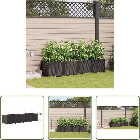 Pot de jardin - Cache-pot de jardin 4 pcs Marron Acier (1/5)