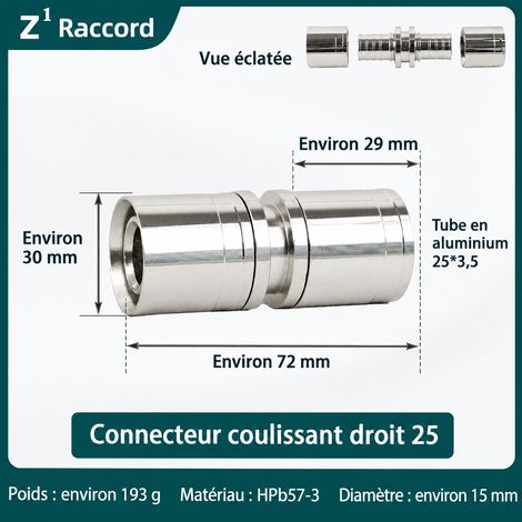 Raccord laiton manchon droit 25 mm tube de chauffage au sol épaisseur 3,5 mm nickelage 1 kg – Livraison gratuite (1/5)
