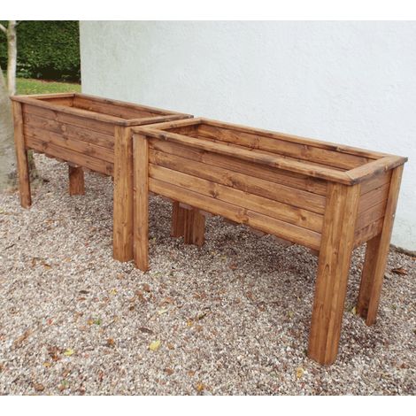Charles Taylor 2 x Wooden Wiltshire Raised Planter Bed Pot Medium Trough (1/4)