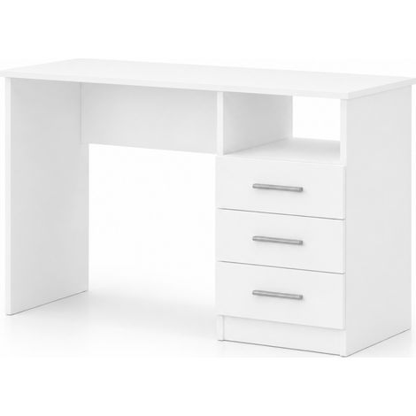 Scrivania Scrittoio Salvaspazio Lipsia Con Cassetti Laterali Mobile Desk Postazione Pc Da Studio Ufficio Soggiorno Sala da Pranzo Cameretta 120 x 72 x 48 Cm Bianco (1/5)