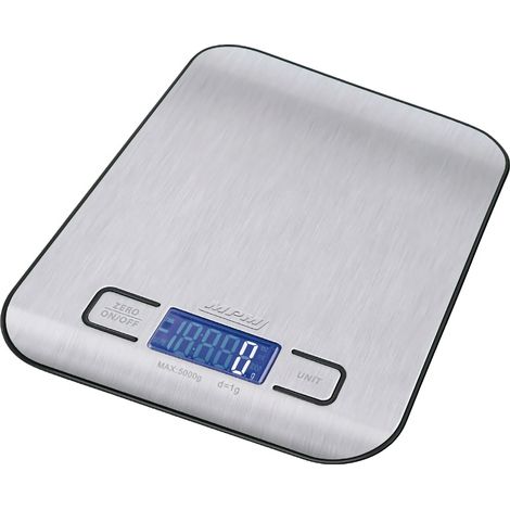 MPM MWK-02M Báscula de Cocina Digital Extraplana, Acero Inox., Precisión 1gr, Hasta 5 kg, Función Tara  Plata (1/5)