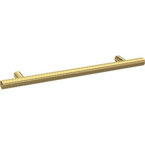 Nuie Brushed Brass 220mm Knurled Bar Furniture Handle with 160mm Hole Centres - H031