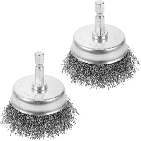 Brosse Métallique Hexagonale à Fil Noir, Lot de 2, pour Nettoyage Argenté, Poignée Confortable, Surfaces en Métal et Bois, Usage Domestique ou Industriel, Enlève la Rouille (1/5)
