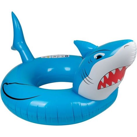 XXL Runde aufblasbare Pool- und Strandliege, Ultra-Komfort, Deluxe-Schwimmhilfe – Hai ø115 cm